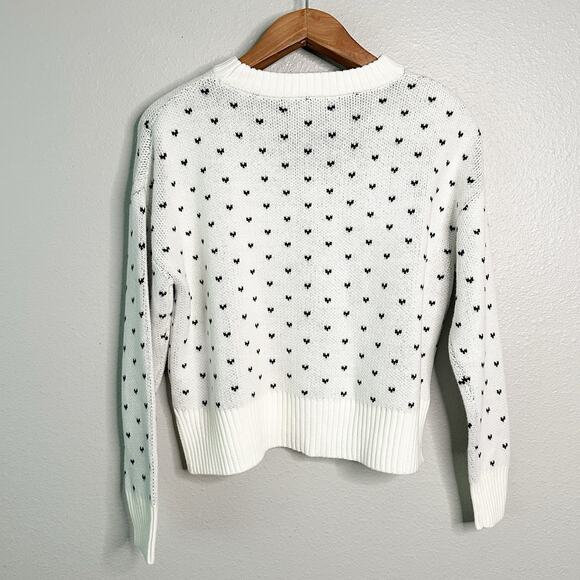 Francesca's Black Bow White Cropped Sweater women’s size medium NEW - Picture 7 of 9